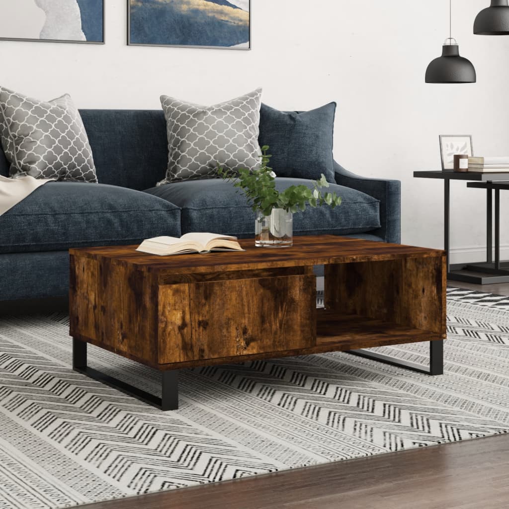 Vidaxl salontafel 90x60x35 cm bewerkt hout gerookt eikenkleurig