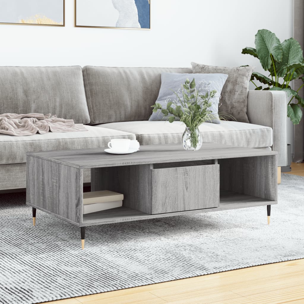 Vidaxl salontafel 104x60x35 cm bewerkt hout grijs sonoma