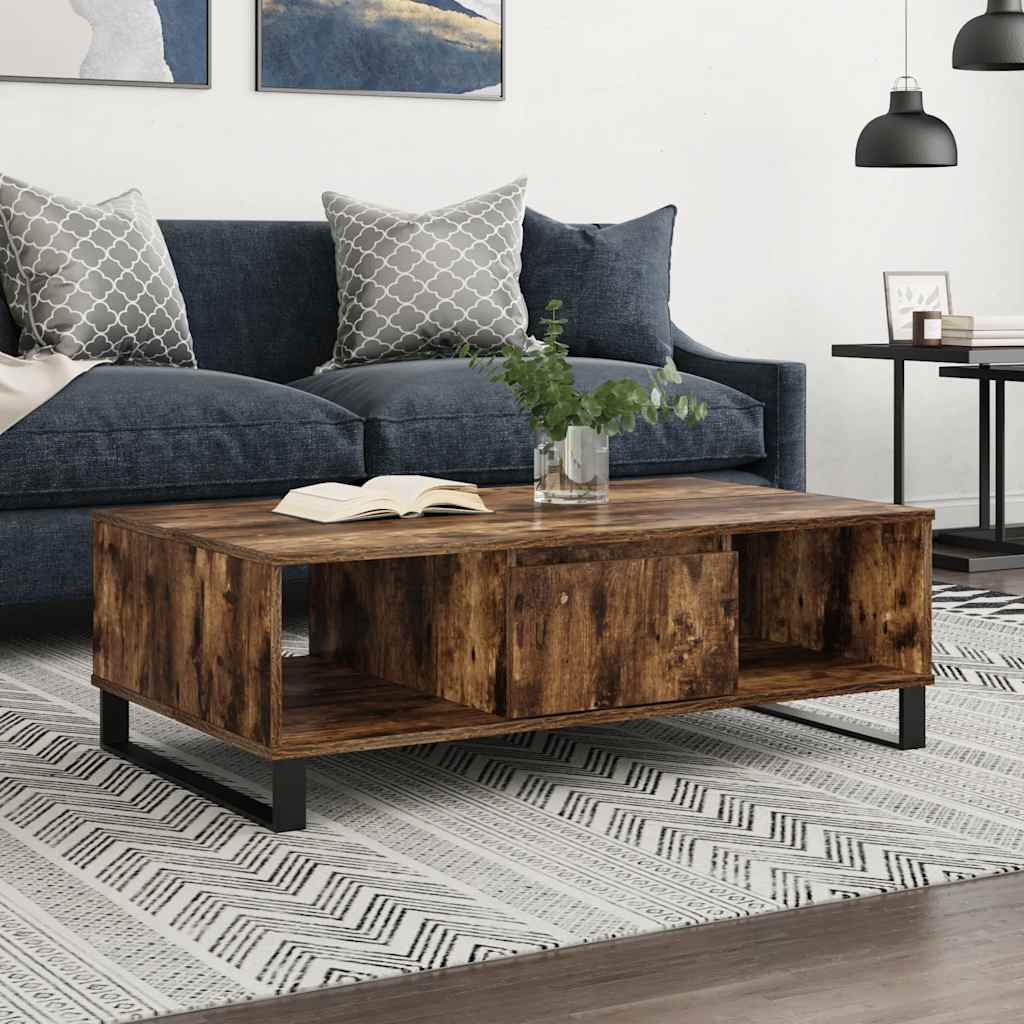 Vidaxl salontafel 104x60x35 cm bewerkt hout gerookt eikenkleurig