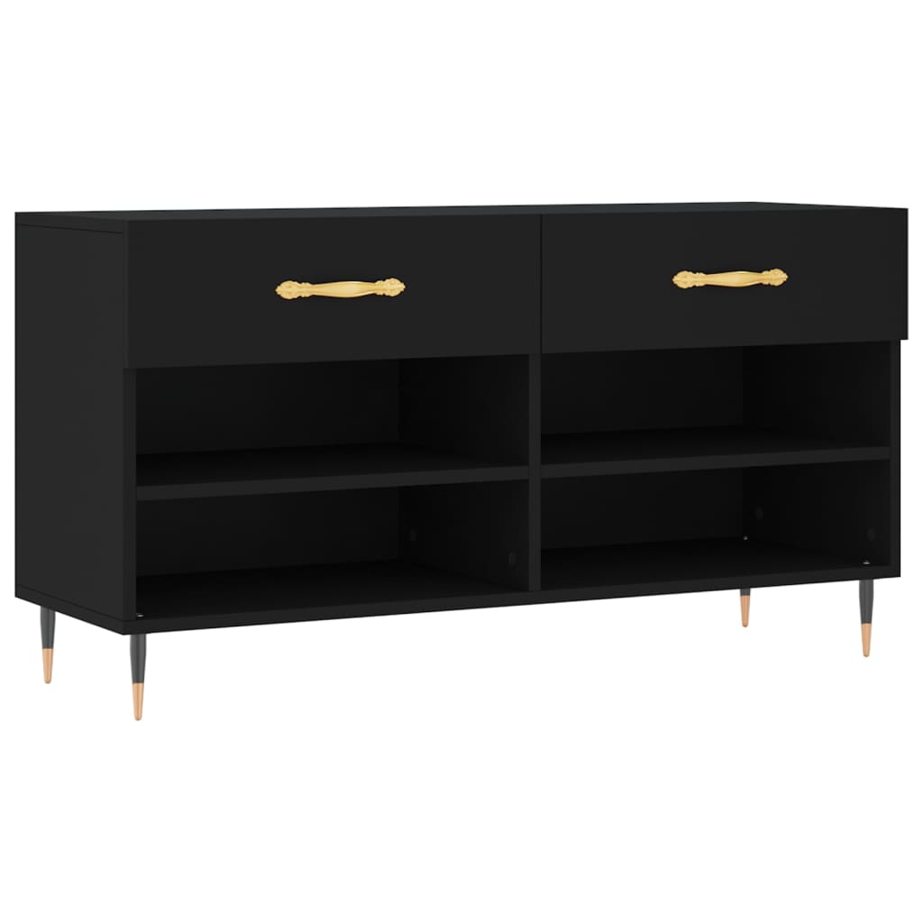VidaXL Schuhbank 102x35x55 cm, lackiertes Holz schwarz