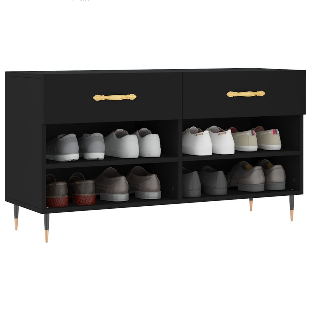 VidaXL Schuhbank 102x35x55 cm, lackiertes Holz schwarz