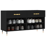 VidaXL Schuhbank 102x35x55 cm, lackiertes Holz schwarz