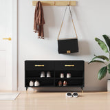 VidaXL Schuhbank 102x35x55 cm, lackiertes Holz schwarz