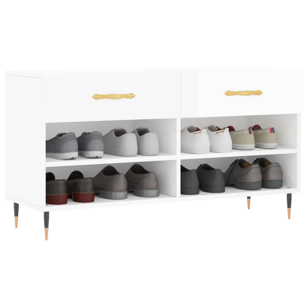 Vidaxx Schuhbank 102x35x55 cm lackiertes Holz Hochglanz weiß