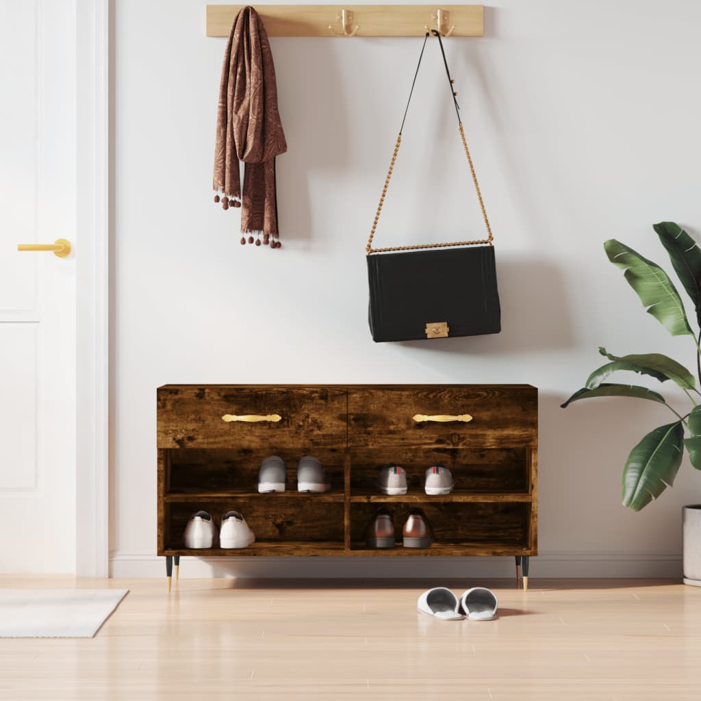 Vidaxx Schuhbank 102x35x55 cm verarbeitetes Holz, geräucherte Eiche
