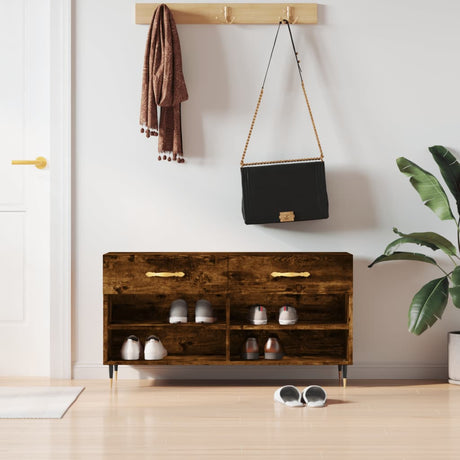 Vidaxx Schuhbank 102x35x55 cm verarbeitetes Holz, geräucherte Eiche
