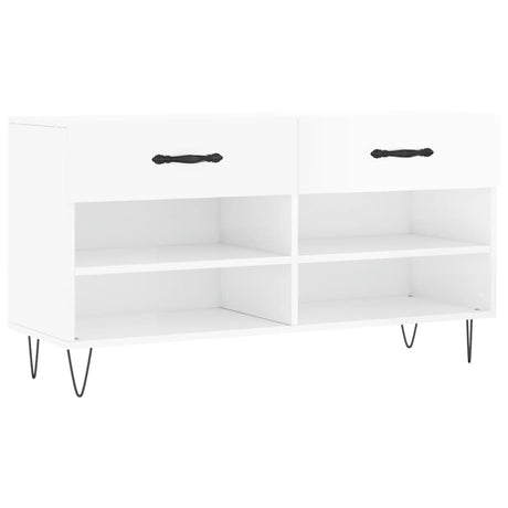 Vidaxl Schuhsofa 102x35x55 cm verarbeitetes Holz Hochglanz weiß