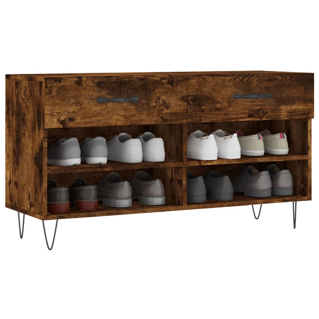 Vidaxx Schuhbank 102x35x55 cm verarbeitetes Holz, geräucherte Eiche