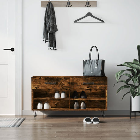 Vidaxx Schuhbank 102x35x55 cm verarbeitetes Holz, geräucherte Eiche