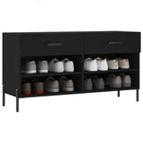 VidaXL Schuhbank 102x35x55 cm, lackiertes Holz schwarz