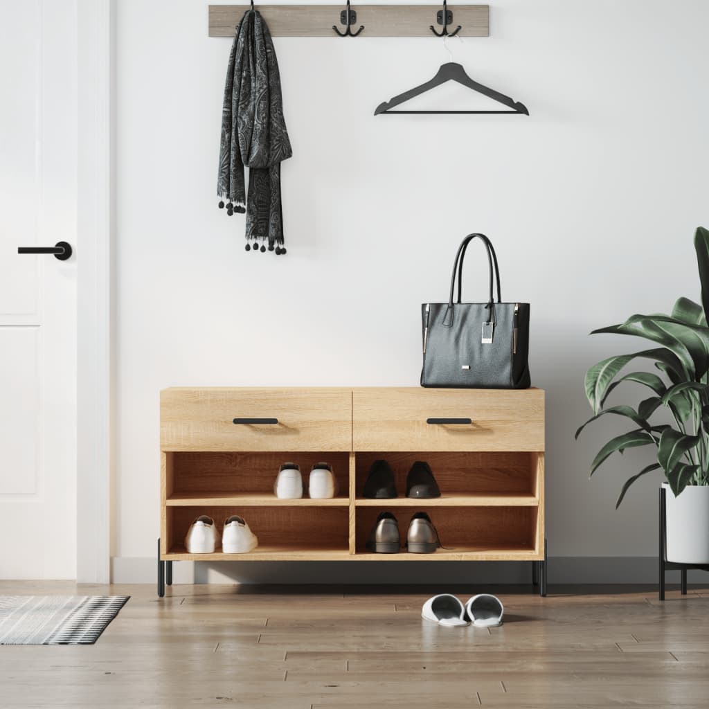 VidaXL Schuhbank 102x35x55 cm Holzwerkstoff Sonoma-Eiche-farbig
