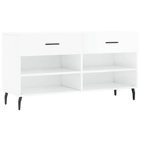 Vidaxl Schuhsofa 102x35x55 cm verarbeitetes Holz Hochglanz weiß