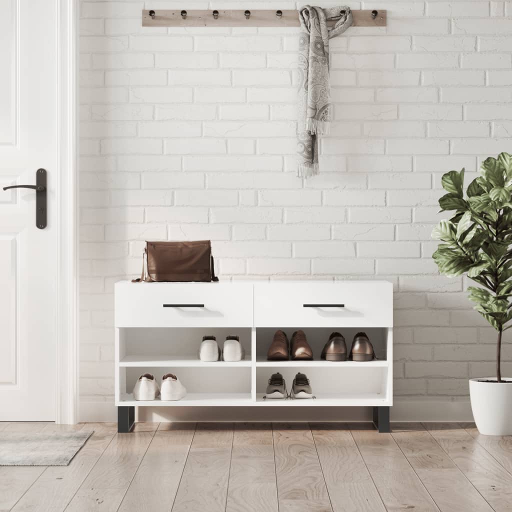 Vidaxx Schuhbank 102x35x55 cm lackiertes Holz Hochglanz weiß