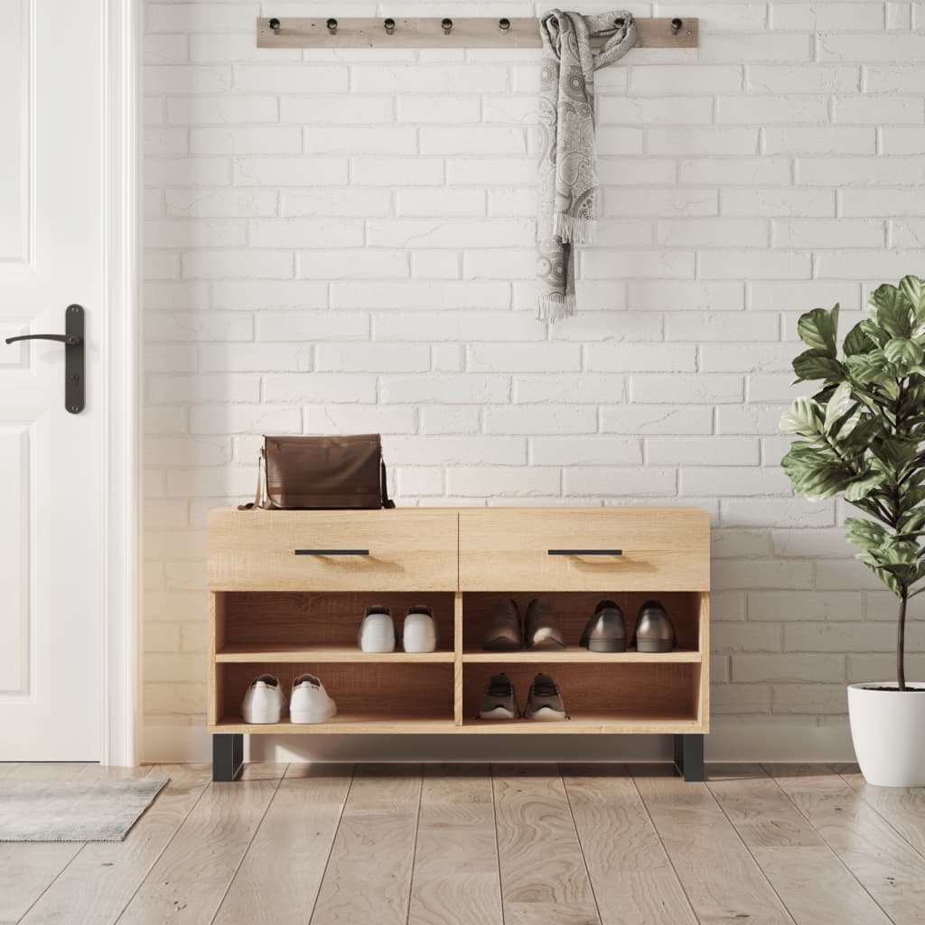 VidaXL Schuhbank 102x35x55 cm Holzwerkstoff Sonoma-Eiche-farbig