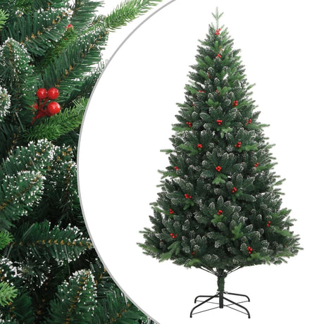 Vidaxl künstlicher Weihnachtsbaum mit Scharnieren und roten Beeren 150 cm
