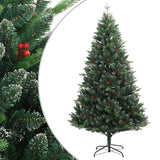 Vidaxl künstlicher Weihnachtsbaum mit Scharnieren und roten Beeren 240 cm