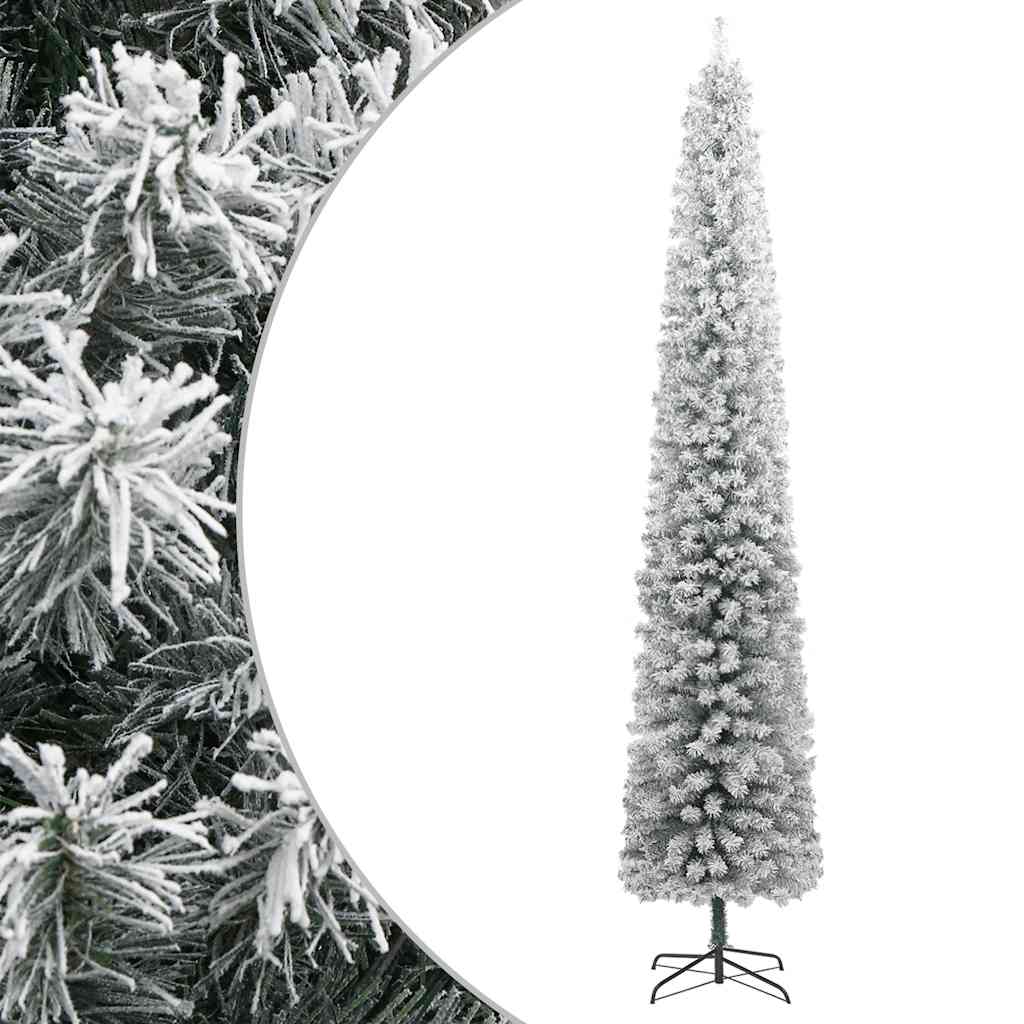 Vidaxx künstlicher Weihnachtsbaum schmal mit Ständer und Schnee 300 cm PVC