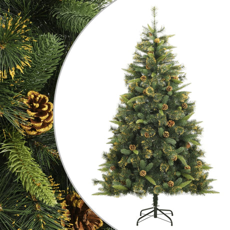 VidaXL Künstlicher Weihnachtsbaum mit Scharnieren und Tannenzapfen 210 cm
