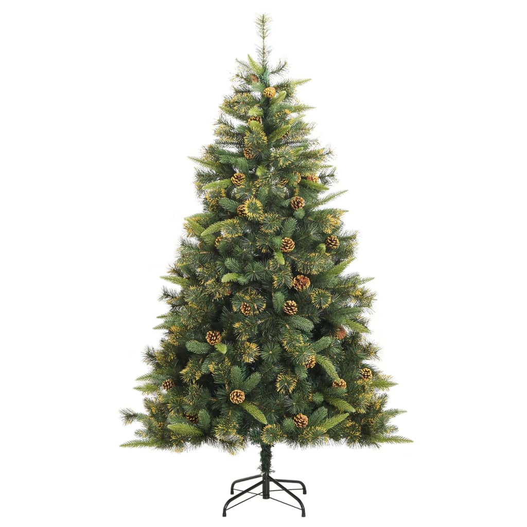 VidaXL Künstlicher Weihnachtsbaum mit Scharnieren und Tannenzapfen 210 cm