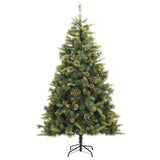 VidaXL Künstlicher Weihnachtsbaum mit Scharnieren und Tannenzapfen 210 cm