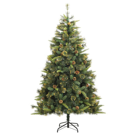 VidaXL Künstlicher Weihnachtsbaum mit Scharnieren und Tannenzapfen 210 cm