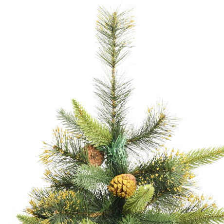 VidaXL Künstlicher Weihnachtsbaum mit Scharnieren und Tannenzapfen 210 cm