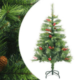 VidaXL Künstlicher Weihnachtsbaum mit Scharnieren, Tannenzapfen und Beeren, 120 cm