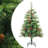 Vidaxl künstlicher Weihnachtsbaum mit Scharnieren, Tannenzapfen und Beeren, 150 cm