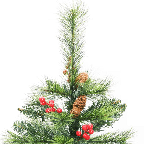 Vidaxl künstlicher Weihnachtsbaum mit Scharnieren, Tannenzapfen und Beeren, 150 cm