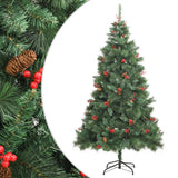 VidaXL Künstlicher Weihnachtsbaum mit Scharnieren, Tannenzapfen und Beeren, 180 cm