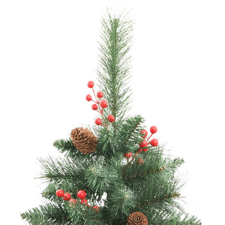 Vidaxl künstlicher Weihnachtsbaum mit Scharnieren, Tannenzapfen und Beeren, 210 cm