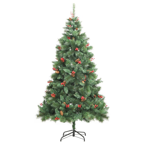 Vidaxl künstlicher Weihnachtsbaum mit Scharnieren, Tannenzapfen und Beeren, 240 cm