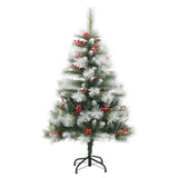 Vidaxl Kunstkerstboom mit Scharnieren Kiefern und Beeren 120 cm