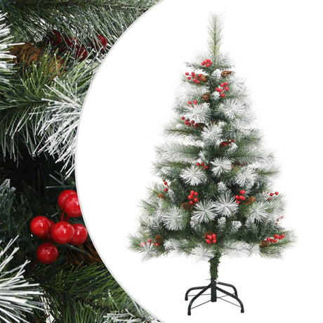 Vidaxl künstlicher Weihnachtsbaum mit Scharnieren, Tannenzapfen und Beeren, 150 cm