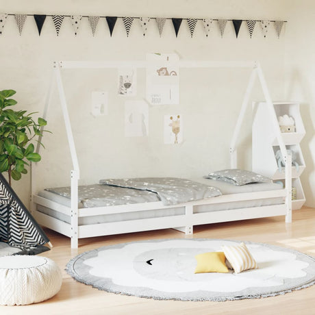Vidaxl kinderbedframe 90x200 cm massief grenenhout wit