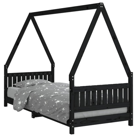 Vidaxl kinderbedframe 80x200 cm massief grenenhout zwart