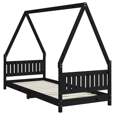 Vidaxl kinderbedframe 80x200 cm massief grenenhout zwart