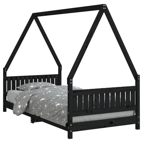 Vidaxl kinderbedframe 90x190 cm massief grenenhout zwart