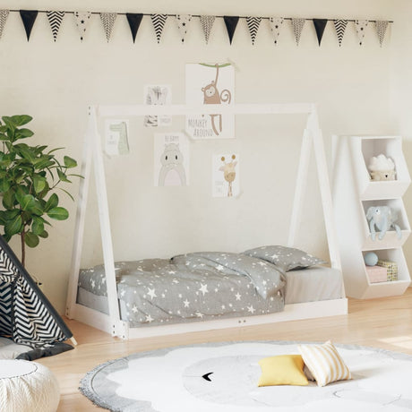 Vidaxl kinderbedframe 70x140 cm massief grenenhout wit