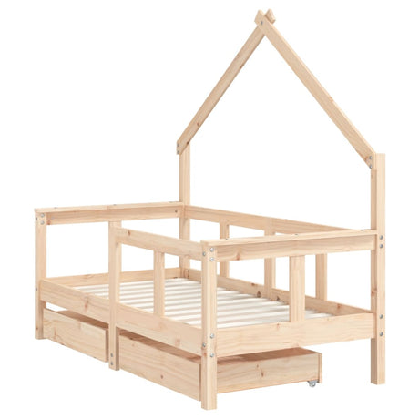 Vidaxl kinderbedframe met lades 70x140 cm massief grenenhout