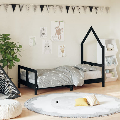Vidaxl kinderbedframe 80x160 cm massief grenenhout zwart