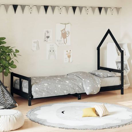 Vidaxl kinderbedframe 80x200 cm massief grenenhout zwart