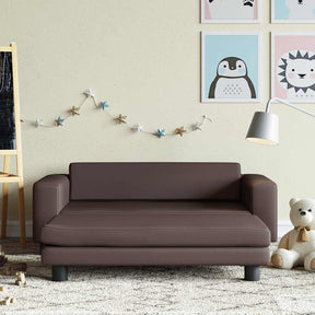 Vidaxl kinderbank met voetensteun 100x50x30 cm kunstleer bruin