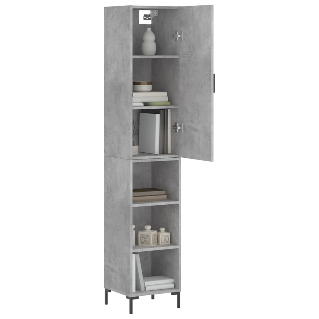 Vidaxl hoge kast 34,5x34x180 cm bewerkt hout betongrijs