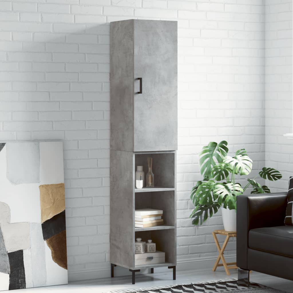 Vidaxl hoge kast 34,5x34x180 cm bewerkt hout betongrijs
