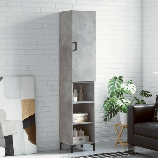 Vidaxl hoge kast 34,5x34x180 cm bewerkt hout betongrijs