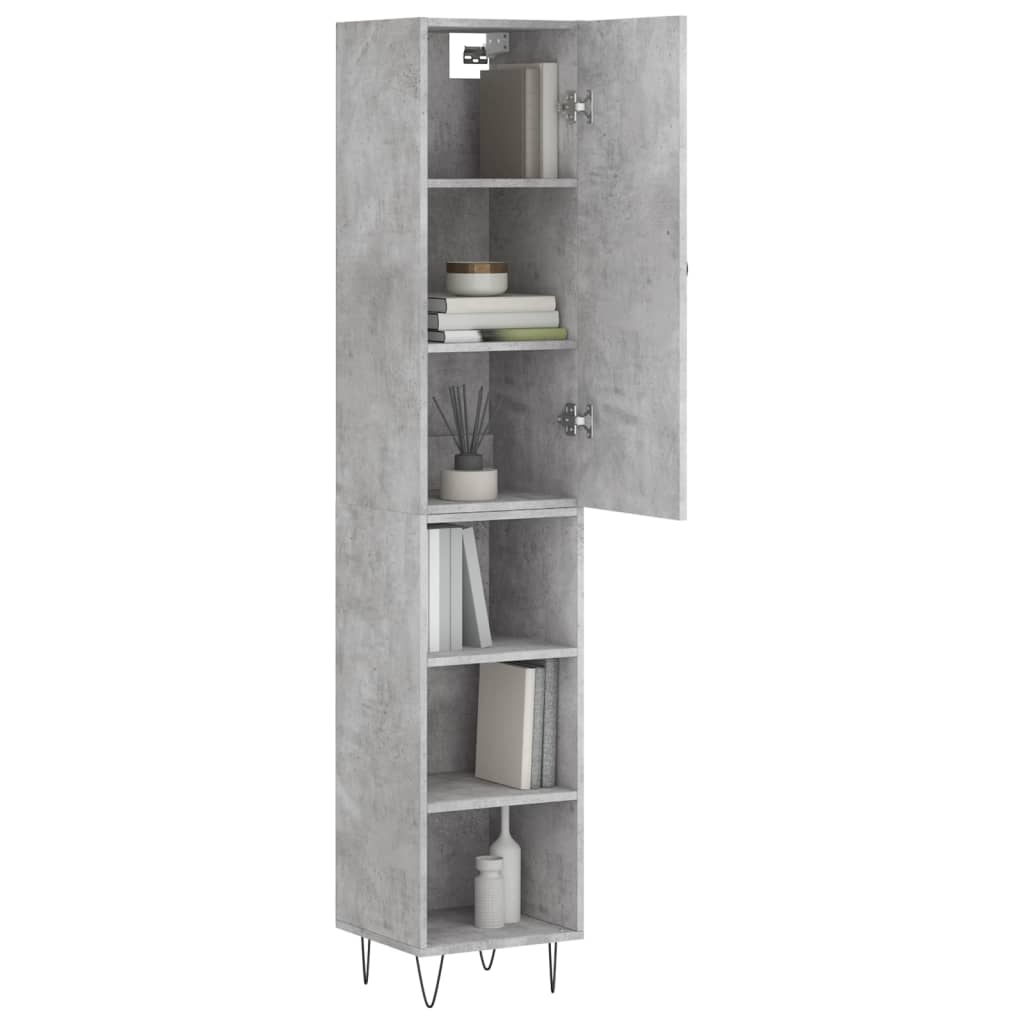 Vidaxl hoge kast 34,5x34x180 cm bewerkt hout betongrijs