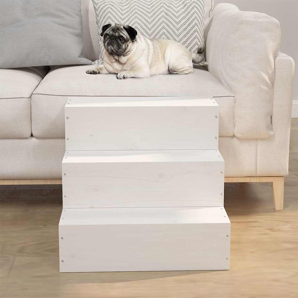 Vidaxx Haustiertreppe 40x37,5x35 cm massives Kiefernholz weiß