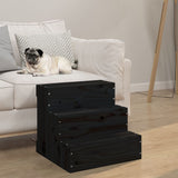 Vidaxl Pet Treppe 40x37,5x35 cm Festkiefer Holz schwarz