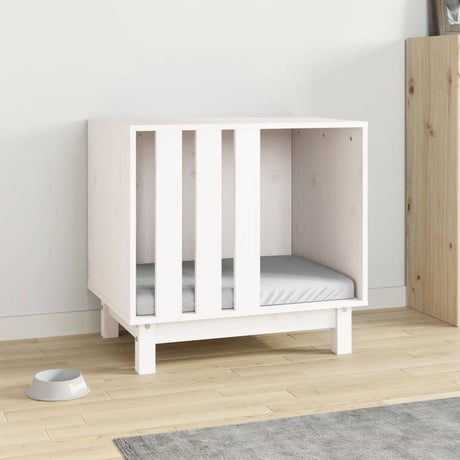 Vidaxxl Hundehütte 60x45x57 cm massives Kiefernholz weiß